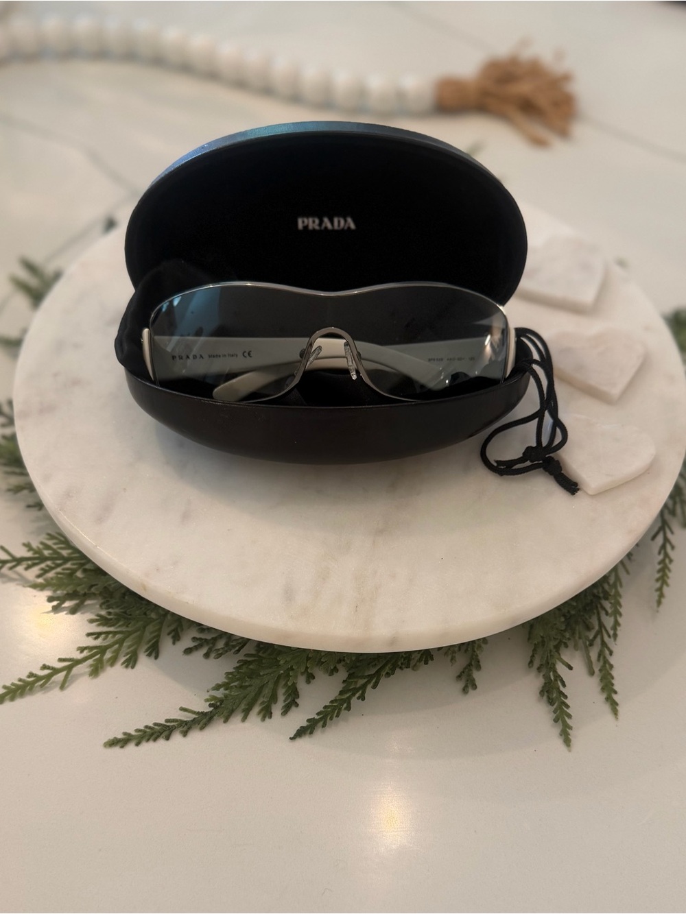 Prada Black Shield Sunglasses with Dark Lens